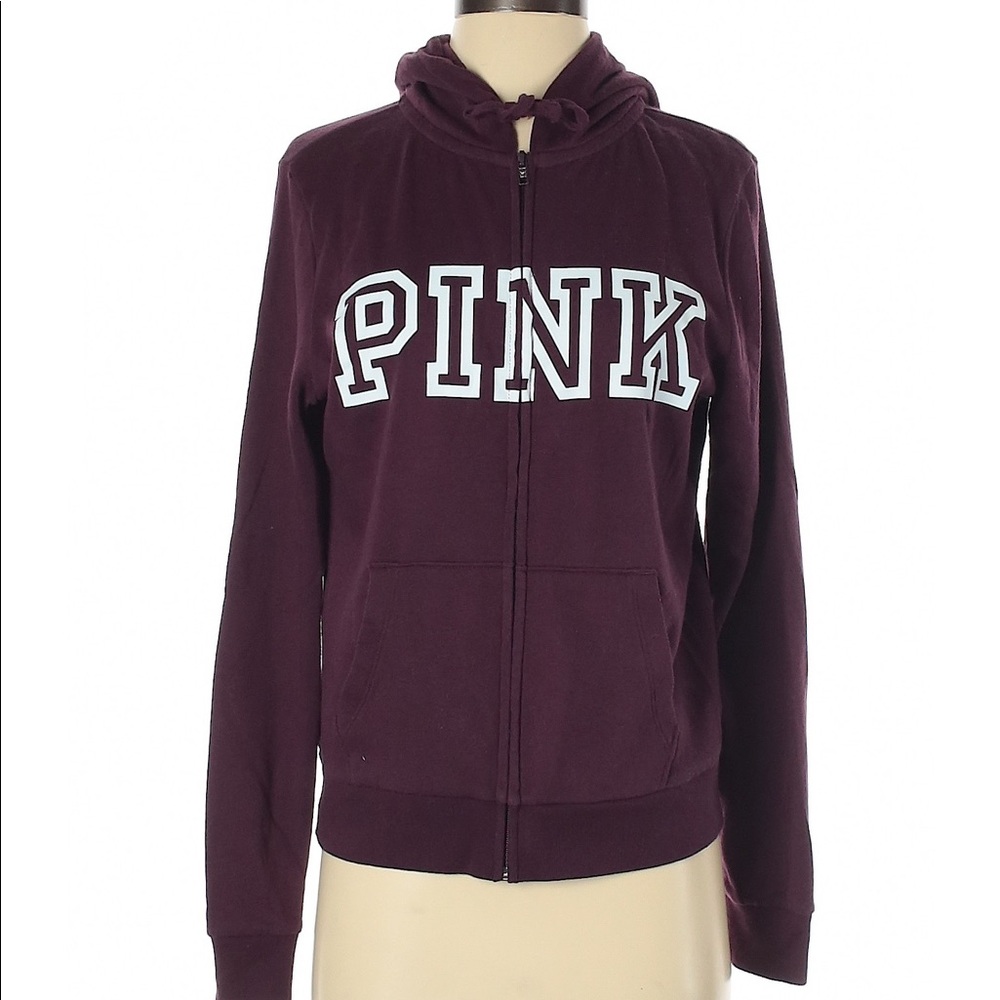 PINK Burgundy zip-up hoodie